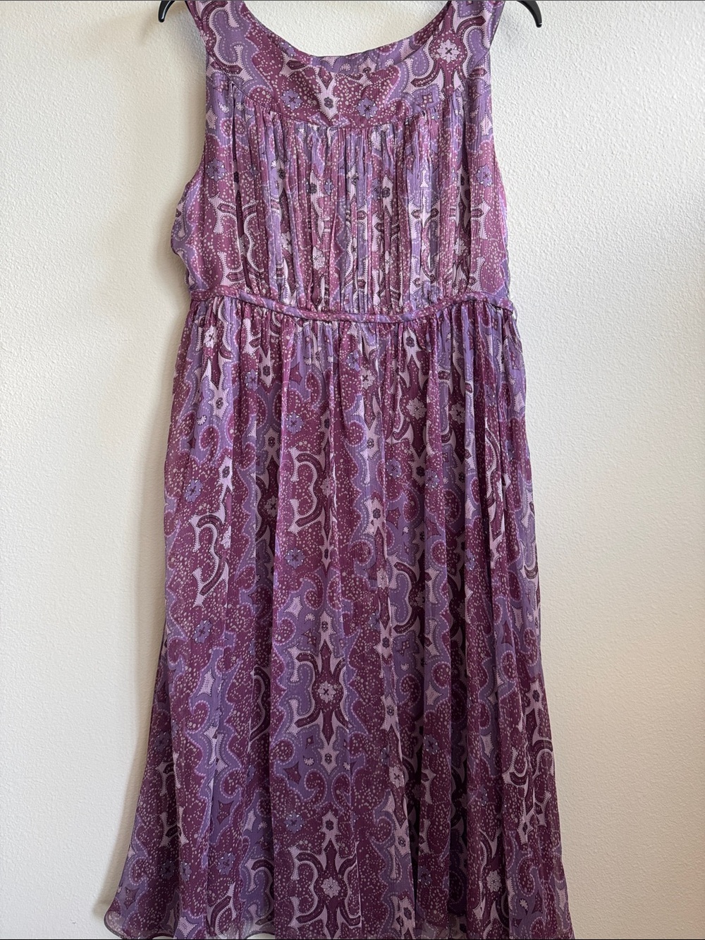 Alfani Purple Paisley Pleated Midi chiffon Dress